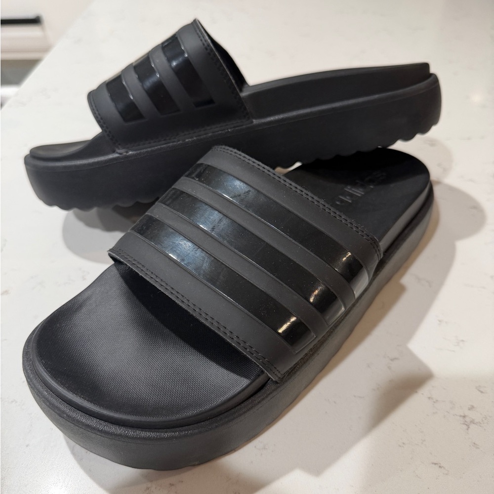 adidas Black Slide Sandals - Picture 2 of 3
